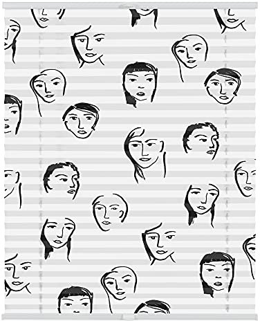 Lichtblick Plissee Klemmfix mit Motiv, ohne Bohren, Verspannt, Blickdicht, Lichtdruchlässig, Made in Germany, Julia Schumacher, Faces - Schwarz 90 x 130 cm (B x L)