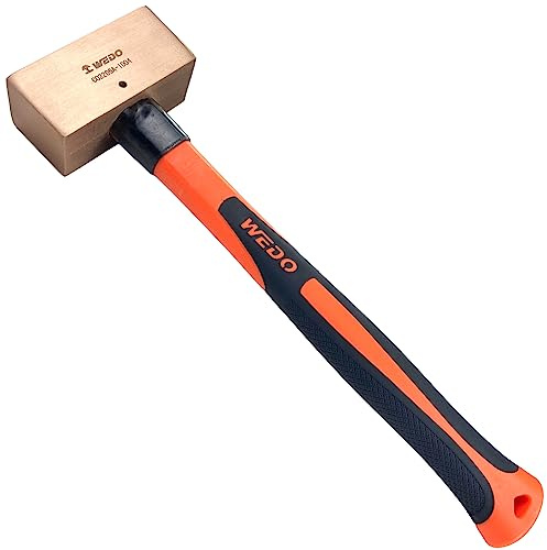 WEDO Martillo de doble cara de cobre, martillo de trineo con mango de fibra de vidrio, 900 mm, 5000 g