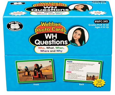 Super Duper Publications | Webber® Photo Cards – WH Questions | Flashcards - Receptive and Expressive Language Skills | Educational Learning Resource for Children