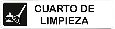 Becral® - Señal adhesiva de PVC CUARTO DE LIMPIEZA | Placa puerta PVC BLANCO | Señal informativa | Cartel Puerta 200X50mm