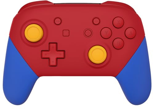 eXtremeRate Blå&Passions Röd Frontplatta Bakplatta Handtag för Nintendo Switch Pro Controller, Glänsande DIY Byte Grepphölje Skalskydd för Nintendo Switch Pro - Controller Ingår INTE