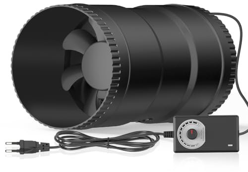 Hon&Guan Ventilateur Extracteur en Ligne 150mm 19W 587 m³/h Ventilation Extracteur Air avec Variateur Ventilation Cave Humide, Garages, Culture Hydroponique