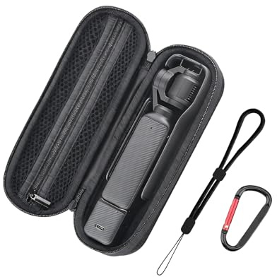 Flymile Étui de transport et sac de rangement portable en nylon avec doublure en peluche, boîte de protection avec mousqueton et accessoires (noir)