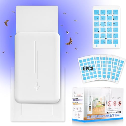 flintronic 1PCS Trampa para Insectos, Voladores para Uso en Interiores, Trampa para Mosquitos Enchufable, Trampa para Mosquitos Voladores, con 6 Placas Trampa Adhesivas