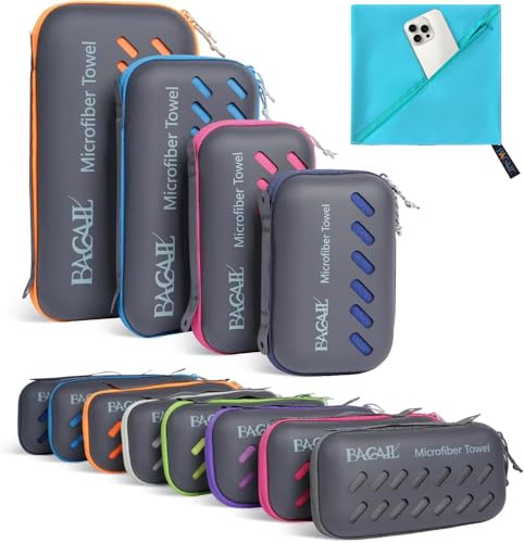 BAGAIL Microfibre Travel Towel, Perfect for Camping, Swimming, Beach, Sports, Gym, Yoga and Backpacking - Quick Dry, Super Absorbent, Ultra Compact - Lake Blue