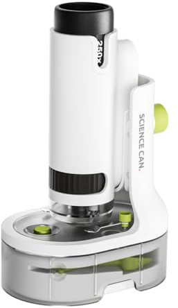 ScienceCan 1601282023de0001 - Microscopio portatile con supporto, pinzetta, pala, vetrino, campionatore, supporto per smartphone)