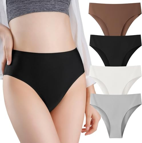 Anntry Ropa Interior de Cintura Alta sin Costuras para Mujer, Bragas de Secado rápido, Sexy, de Corte Alto, Hipster, descarado, Bikini para Mujer
