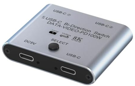 Uxsjakjsd Switch Splitter for 2 Computers Bi Directional USB C KVM Switch 1 in 2 Out for 8K@60Hz/4K@144Hz Video Transfer 10Gbps