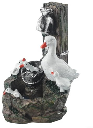 Advokingtap Luce da giardino a forma di anatra ad energia solare, decorazione per esterni e patio, lampada a LED a forma di animale, statua in resina, decorazione per