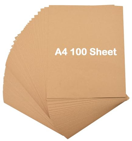 Coriver A4 Kraftpapier, 50 Blatt DIN A4 Bastelpapier, Pappe Blätter aus Kraftkarton, Braunes Papier für Büro Hochzeit Geschenke Etiketten-21 x 29,7 cm