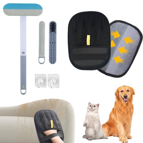 agctrler 3 in 1 Togli Peli Animali e Guanto Leva Peli Animali, Spazzola Rimuove Peli Animali, Spazzola per Peli di Cani e Gatti, Spazzola per Rimuovere per Letti, Divani, Tiragraffi e Vestiti