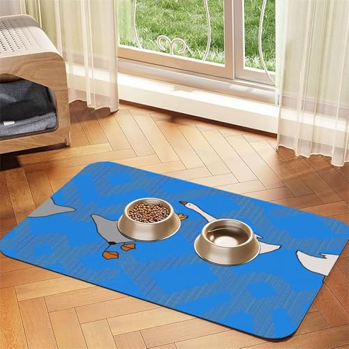 WZYCWB Sets de table absorbants pour animaux domestiques - 40 x 60 cm - Imprimé oie grise - Tapis antidérapant pour nourriture et eau pour chiens et chats