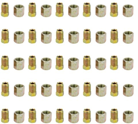 Gogogmee 25 juegos Tuercas y Conectores de Línea de Freno Galvanizados para Tubos de Adaptadores de Frenos de Alta Eficiencia y Fácil Instalación