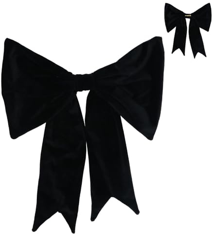 Velvet Clip On Bow for Christmas Trees or Presents, Large Black Velvet Bow, Christmas Tree Topper, Black Ornaments Christmas, Antique Style Traditional Xmas Tree Decor