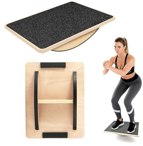 Balance Board in legno, tavola per l'equilibrio, 40 x 30 cm, tavola d'equilibrio in legno, per l'allenamento delle caviglie