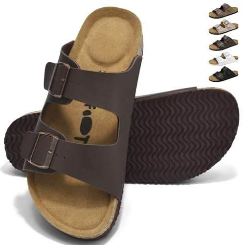 chetoria Sandalias Hombre Chanclas Zuecos Hebillas Ajustables Marron 43EU