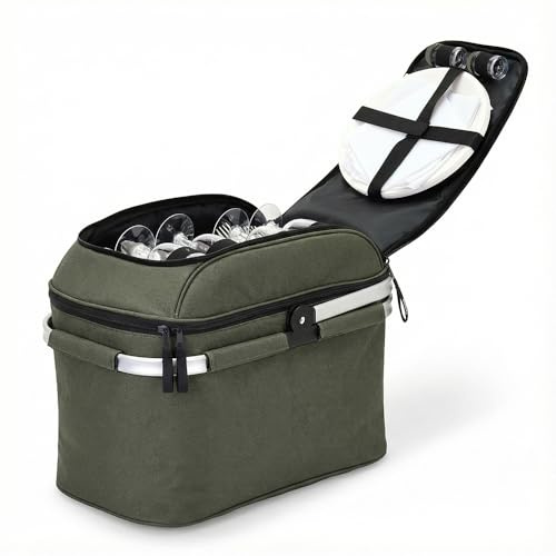 Livoo – Panier Pique-Nique 4 Personnes SEP117VE – 23L, 600D, 29 Accessoires Inclus