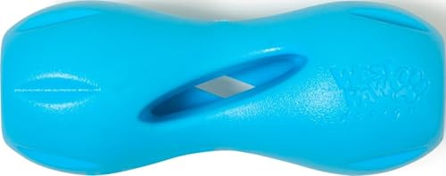 West Paw Qwizl Durable Zogoflex Dog Puzzle Toy for Mental Stimulation, and Enrichment - Treat Dispensing for Bully Sticks and Dental Sticks - Dishwasher Safe - Made in USA - Small - Aqua