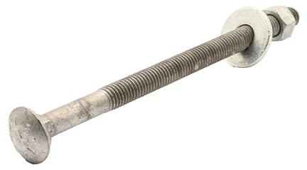 1/2 x 8 (25 Pack) Galvanized Carriage Bolt Kit Grade 307A Includes 1/2 USS Flat Washers (25 pcs) and 1/2-13 Hex Nuts (25 pcs), Hot Dip Galvanized for Exterior Use by - Fastener Depot
