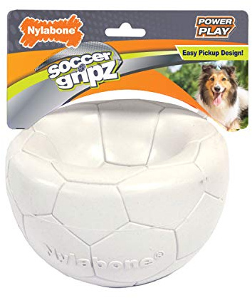 Nylabone Power Play Gripz - Palla da calcio per cani, con design facile da raccogliere, misura media, 14 cm