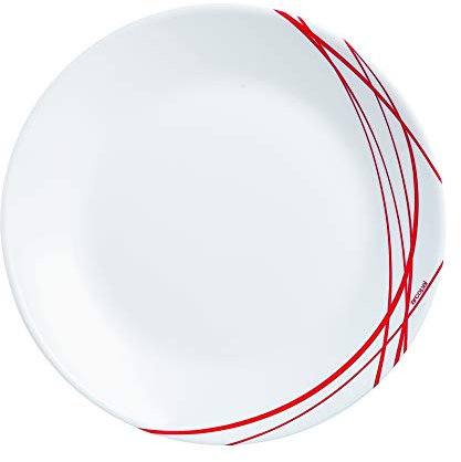 Arcopal by Luminarc Domitille Opal Glass Black Red Lined Dinner Set Plates (6X Dessert Plates, Red)