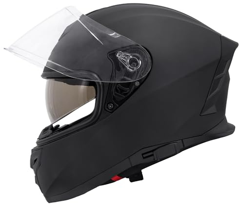 Zorax ZOR-808 Matt Black L (59-60cm) Double Visor Full Face Motorbike Motorcycle Helmet ECE 2206 Road Legal