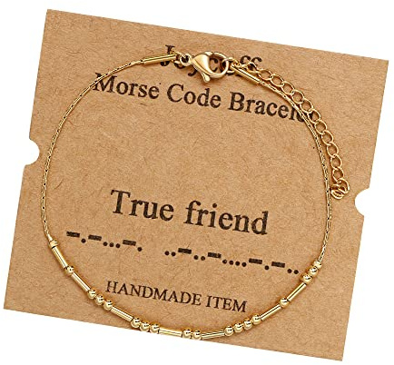 JoycuFF True friend Inspirational Gifts Adjustable Morse Code Bracelets Unique Gifts For Women Friends Soul Sister Aunt Best Friend Birthday Day Christmas Friendship Bracelet