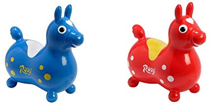 GYMNIC 7013 Jakobs 4019961 - Rody Hüpfpferd, blau & Ledraplastic 8002 Jakobs 4019960 - Rody Hüpfpferd, rot