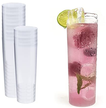 Silverkitchen 16 Longdrinkgläser 300ml - Plastikbecher aus Plastik, Mehrfach nutzbar, bruchsichere Trinkbecher Made In Germany