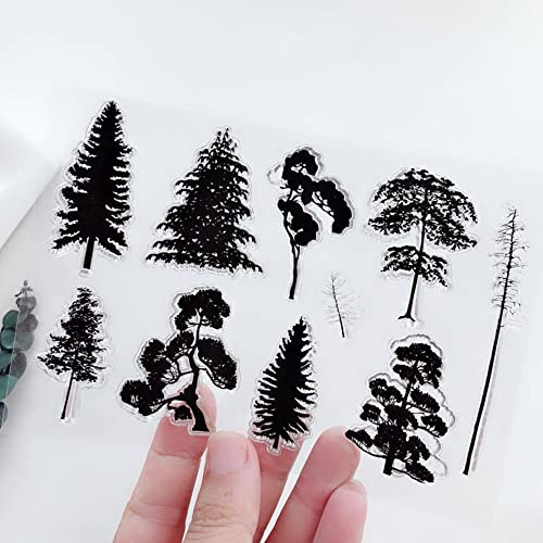 Pine Cedar Trees Clear Stamps Transparent Silicone Stamp Album Cards Rubber Stamp for Card Making Decoration and DIY Scrapbooking
