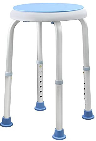 VA-Cerulean Duschhocker, Duschstuhl für Senioren höhenverstellbar 37-53 cm, Toilettensitzerhöhung Anti-Rutsch-Füße Badewannensitz 360° drehbar, Typ 1