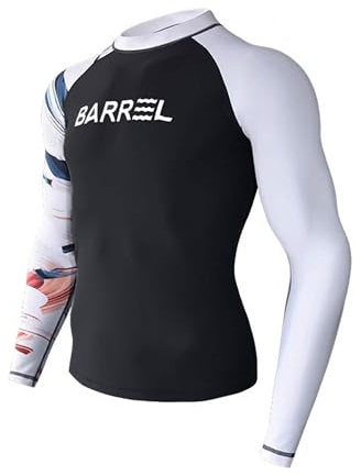 Letuwj Män Rash Guard Set Baddräkt Helkropp Solskydd Surfing Kostym Våtdräkt Långärmade Långa byxor, Svart vit topp, XL