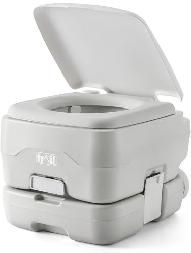 Trail Toilette Portable, Toilette Camping avec Chasse d'Eau et Grand Réservoir Détachable (10 L/20 L), Vanne à Guillotine Hygiénique Avec Double Joint pour Prévenir les Odeurs
