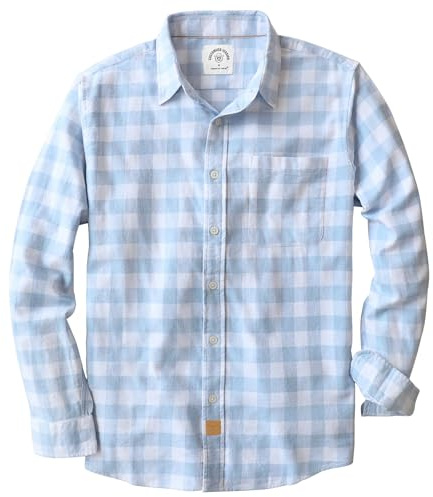 Dubinik® 6 oz Camisa de Franela para Hombre 100% Algodón Cuadros Casual Manga Larga con Bolsillo