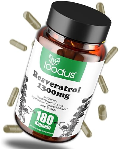 180 Resveratrol Kapseln hochdosiert - 100:1 Extrakt - 1300mg Trans Resveratrol hochdosiert in 2 Kapseln/Tag aus japanischem Staudenknöterich Extrakt - natürlich & vegan