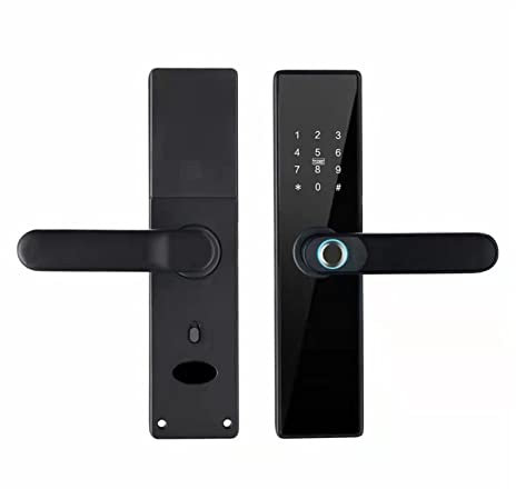 STRAFBRG Maniglia per porta intelligente Serratura elettronica Tuya Smart Door Lock Blocco impronte digitali Chiave IC Card Carica USB for Smart Home Serrature intelligenti antifurto(Latch)