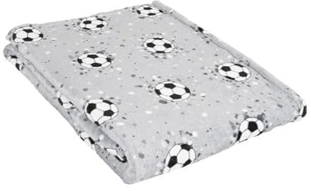 Bedlam - Football Fleece Blanket (120 x 150cm) - Reversible Print - Super Soft & Cosy Fleece Throw with Football - Football Blanket in Grey - Football Bedroom Accessories - Football Throw Blanket
