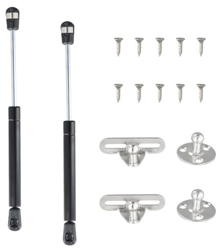 2pcs Amortiguadores de Gas 200N, Pistones a Gas, Amortiguadores Muebles Cocina, Amortiguador Puerta, para Todo Tipo de Puertas, Ventanas y Suelos de Armarios Plegables, Negro