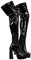 VERISSON Plateau Overknee Stiefel Damen Eckige Lackstiefel Blockabsatz Thigh High Boots Schwarz 38 EU