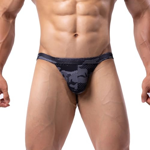 Summer Code Mens Bikini Briefs Low Rise Micro Mesh Bulge Pouch Underwear | Soft Lightweight Camo Underwear,Cool Breathable Moisture Wicking, Nylon Blend Fabric,for Summer Travel Everyday Wear