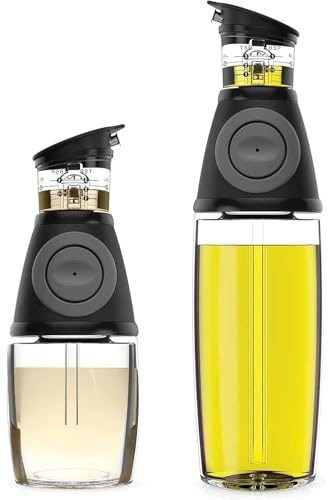 Doaizer Olive Oil Dispenser Bottle with Pump for Kitchen, Glass Oil and Vinegar Dispenser Set, Measured Cruet for Cooking - Ideal Oil Bottles for Kitchen Gadgets & Gifts