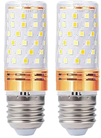 ZFFOZZ Lampadine a LED E14/E26/E27 a Mais, 12W, 16W, Attacco a Vite Standard, Equivalenti a 60W, per Camper, Progetti di Pannelli Solari Fuori Rete, Barche, Confezione da 2(E27-16W-gold,Warm)