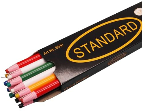 Criprix - 12 lápices de tiza para marcas de costura, herramientas de marcado y trazado de sastre, lápiz de tela de costura, 6 colores
