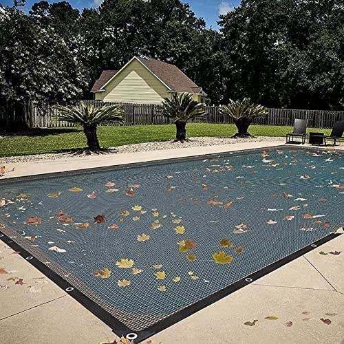 Filet de Protection Piscine 5 x 10 m/6 x 12 m Bâche de Protection Piscine Enterrée et Hors-Sol, Anti Feuilles & Anti-déchirure, Couverture de Piscines Rectangulaire, Filet De Bassin À Mailles Fines