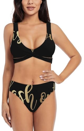 Ögonfrans kvinnors knytband vadderad högt skuren bikini set tvådelad baddräkt