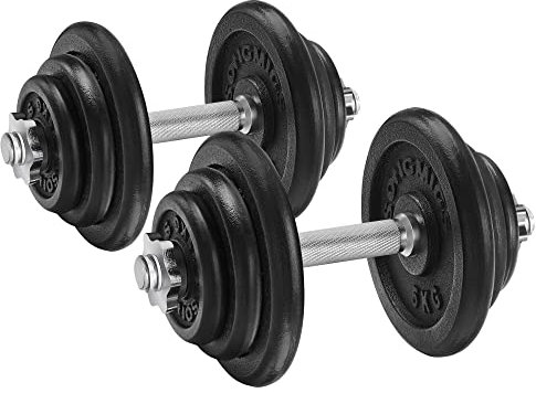 SONGMICS Hanteln, Hantelset aus Gusseisen, Kurzhanteln, 2 x 20 kg, verstellbar, Workout, Fitnesstraining, Gewichtheben für Zuhause, Fitnessstudio, tintenschwarz SYL40T