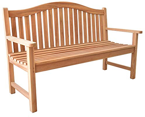 Teako Desgin Gartenbank Catania wetterfest Teakholz, massiv Auflage Farbe grün Breite 180 cm Terrassenbank Gartenmöbel Terrassenmöbel