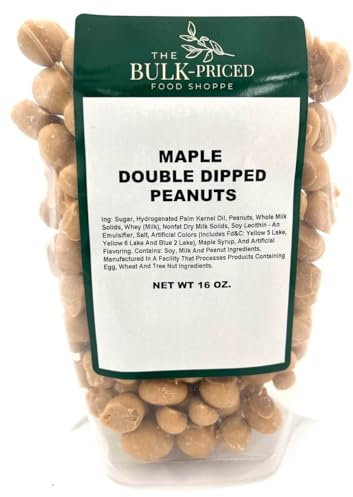 Maple Double Dipped Peanuts, (1 lb. Resealable Zip Lock Stand Up Bag)