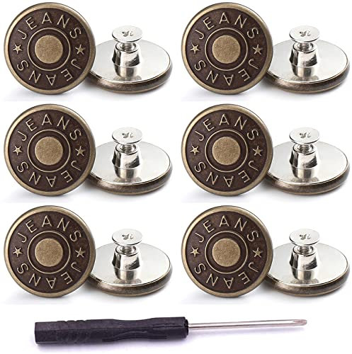 12 Stück Jeansknopf ohne Nähen, 17mm Verstellbarer Ersatz-Knopf Hosen Enger Machen, DIY Hosenknöpfe für Jeansreparatur & Größenanpassung