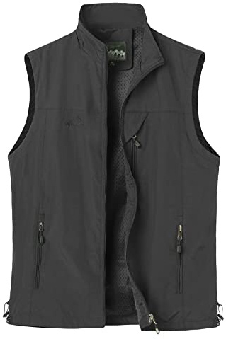 Btmpmcs Herr utomhus casual västar snabbtorkande fiskeväst lätt ärmlös jacka andningsbar fotografi väst camping jakt topp verktygsväst, A-mörkgrå, 3XL